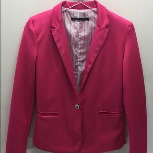 Zara Women Hot Pink Blazer 1 Button Lined XS Cotton